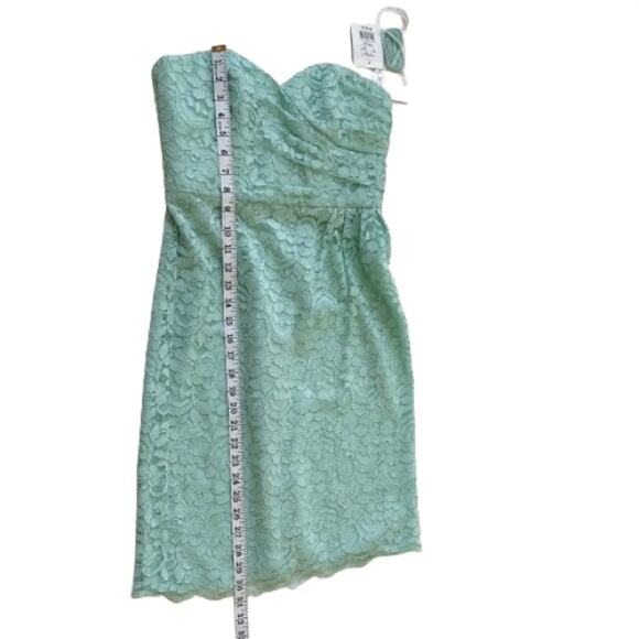 David’s Bridal Dress Mint Green Strapless Lace Gathered Cocktail Size 2 NEW - Picture 10 of 15